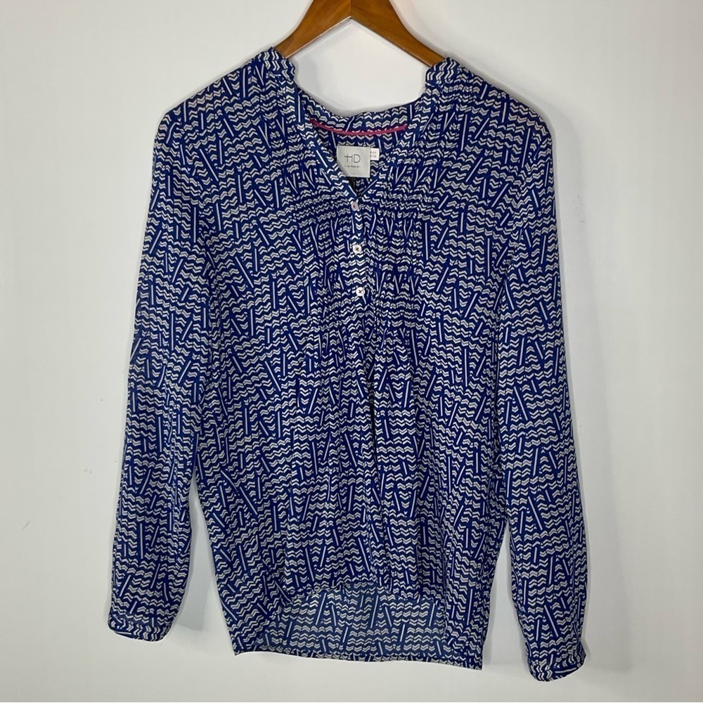 Anthropologie HD in Paris Blue and White Blouse Size‎ 2